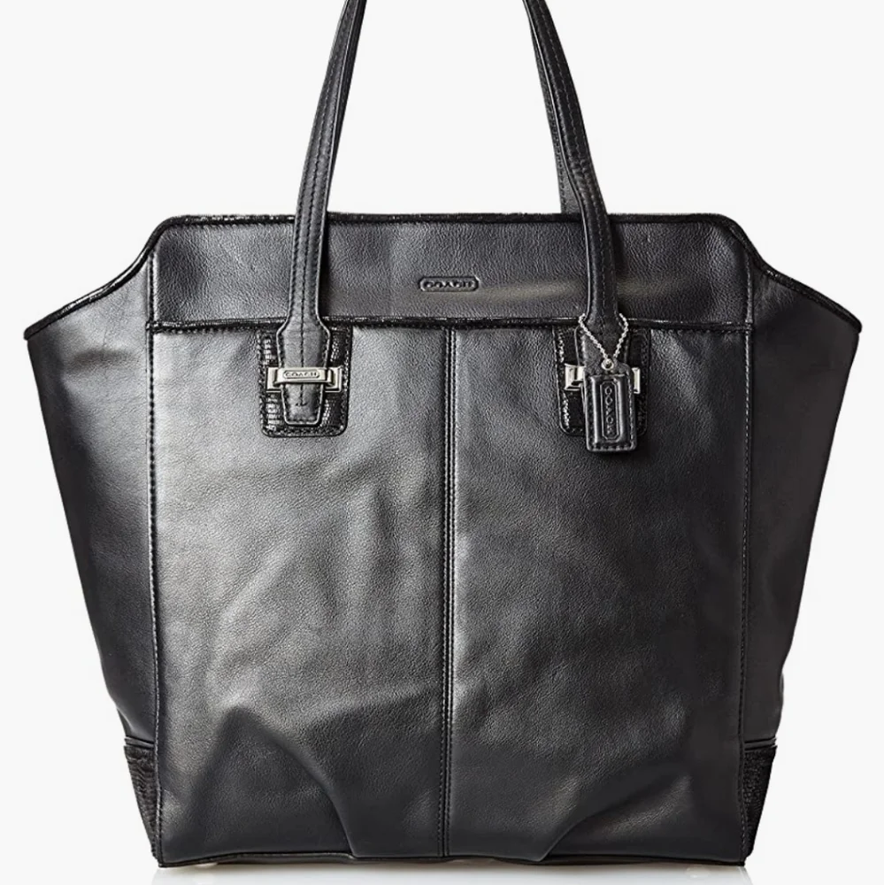 Coach Taylor Leather Tote Black Purse Bag F 25941 zip top - Picture 1 of 13